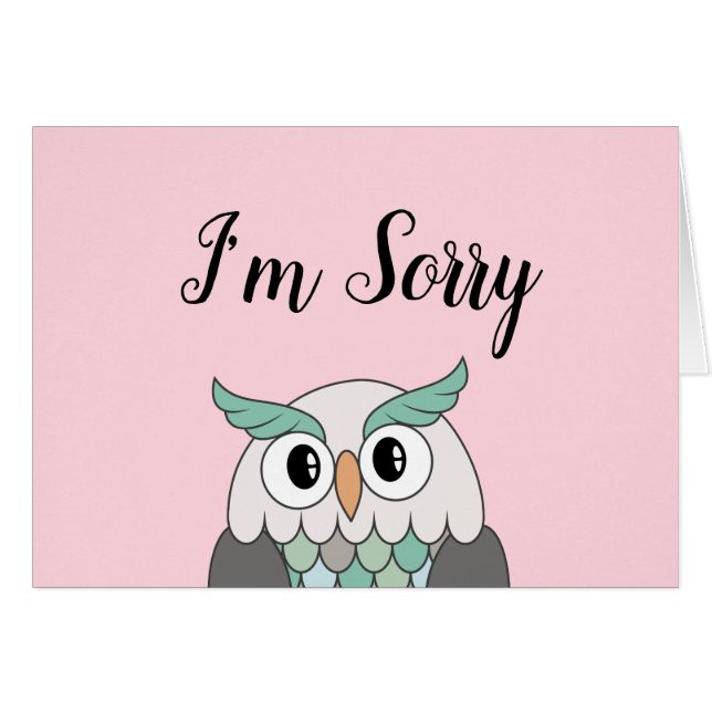 Blank I'm Sorry Card - Owl (Front Horizontal)