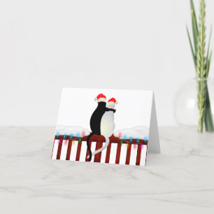 Blank Inside Black and White Two Cats Holiday Card