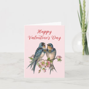 Blank Inside Blue Birds Valentine's Day Card