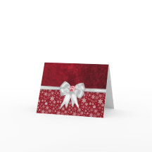 Blank Inside Christmas Holiday Bow Gem Notecard
