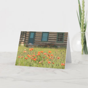Blank Inside Dog and Poppies Greeting Card