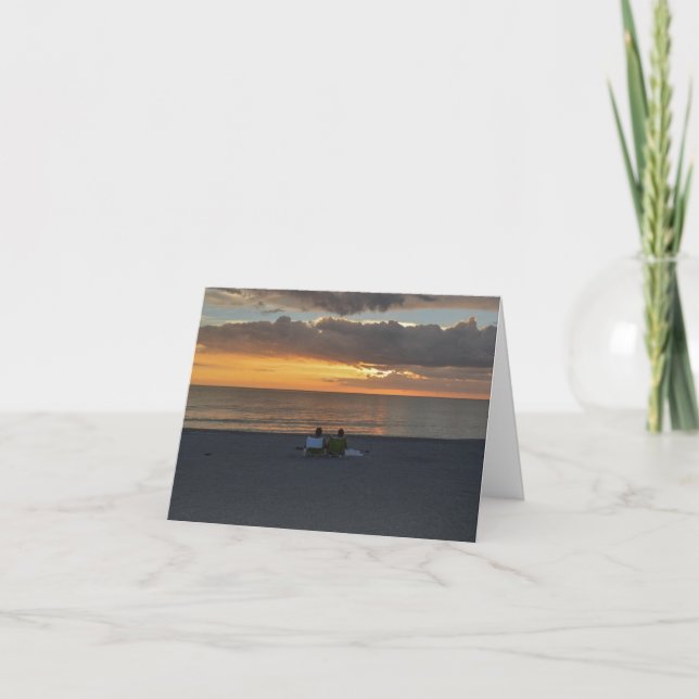 Blank Inside, Tranquil Gulf Sunset Greeting Card (Front)
