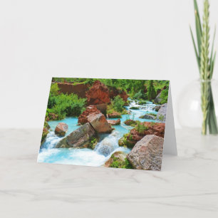 Blank Inside Turquoise Stream Greeting Card Horiz.
