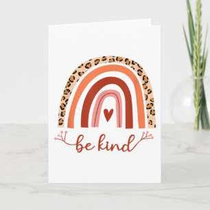 Blank Inspirational Be Kind Boho Rainbow Cheetah Card