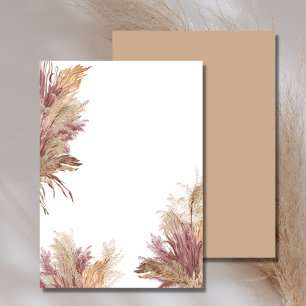 Blank Invitation DIY Pampas Grass Dark Mauve Pink