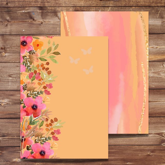 Blank Invitation DIY Peach Pink Garden Flowers (Creator Uploaded)