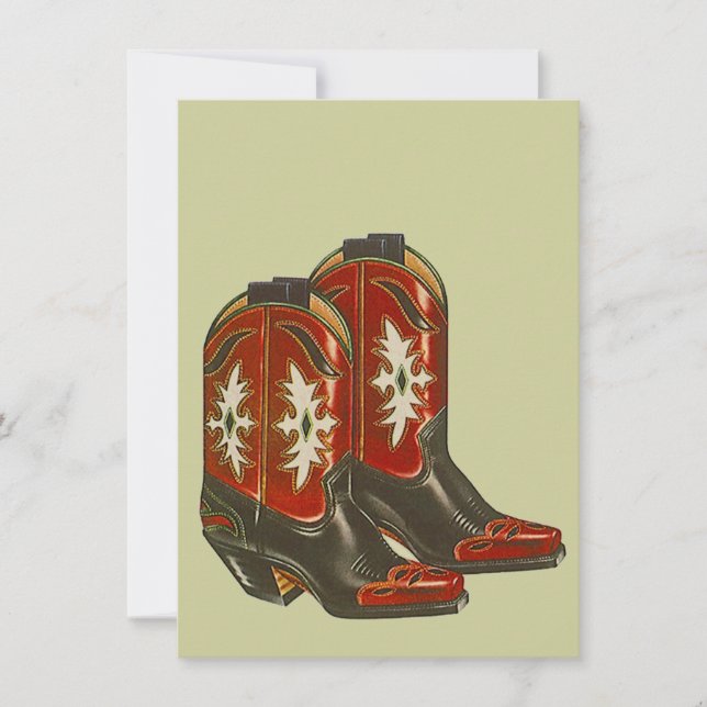 Blank Invitations Western Cowboy Boots Hoedown (Front)