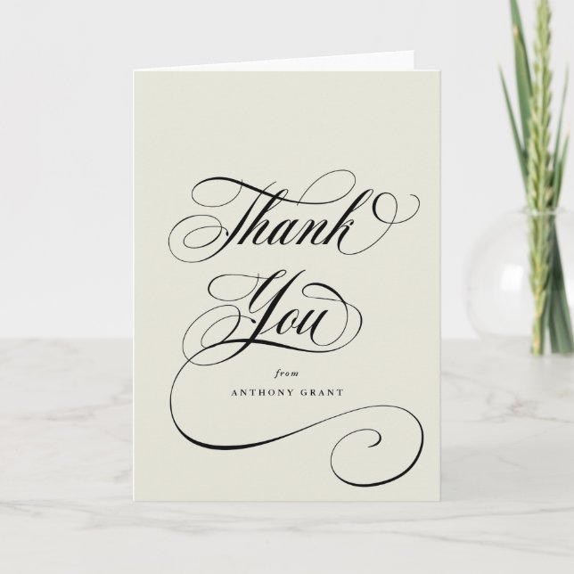 Blank Ivory Elegant Script Graduation Thank You Card (Front)