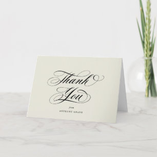 Blank Ivory Elegant Script Graduation Thank You Card