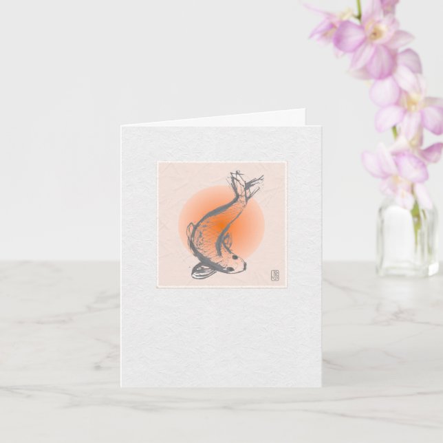 Blank Japanese KOI Folded Greeting Card (Orchid)