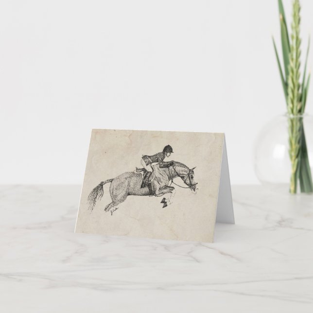 Blank Jumping Horse Greeting Card (Front)