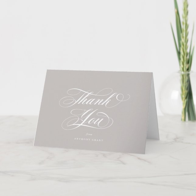 Blank Latte Elegant Script Graduation Thank You Card (Front)