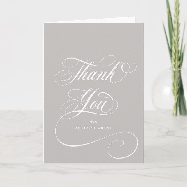 Blank Latte Elegant Script Graduation Thank You Card (Front)