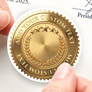 Blank Laurels Five Star Achievement Custom 3D Foil Classic Round Sticker