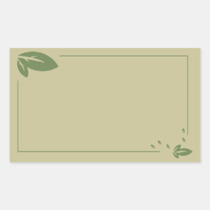 Blank leafy rectangle elegant label sticker