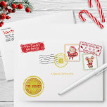 Blank Letter From Santa North Pole Kids Christmas Envelope<br><div class="desc">Experience the joy of creating personalised Letters from Santa for your children or students with our blank Personalised Envelopes. Featuring an enchanting design with watercolor stamps of Santa Claus, his trusty reindeer, and traditional post office stamps, including "Top Secret, " "Delivery from Santa, " and "From Santa's Workshop, " these...</div>