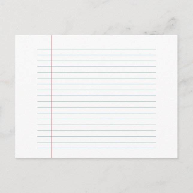 Blank Lined Paper Postcard (Front)