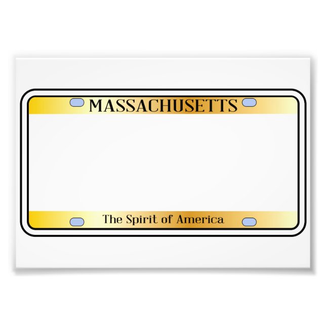 Blank Massachusetts License Plate Photo Print (Front)