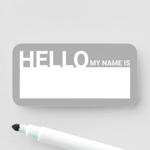 Blank Modern Hello My Name Is Grey Tag