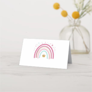 Blank Modern Pink Rainbow Place Setting Cards