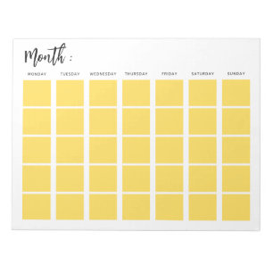Blank monthly calendar  notepad