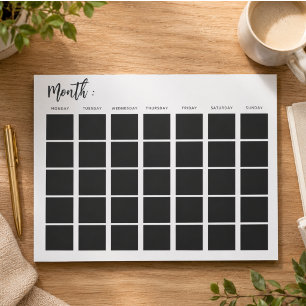 Blank monthly calendar notepad