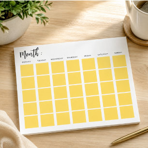 Blank monthly calendar notepad