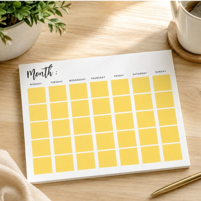 Blank monthly calendar  notepad (Blank monthly calendar notepad)