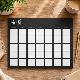 Blank monthly calendar  notepad