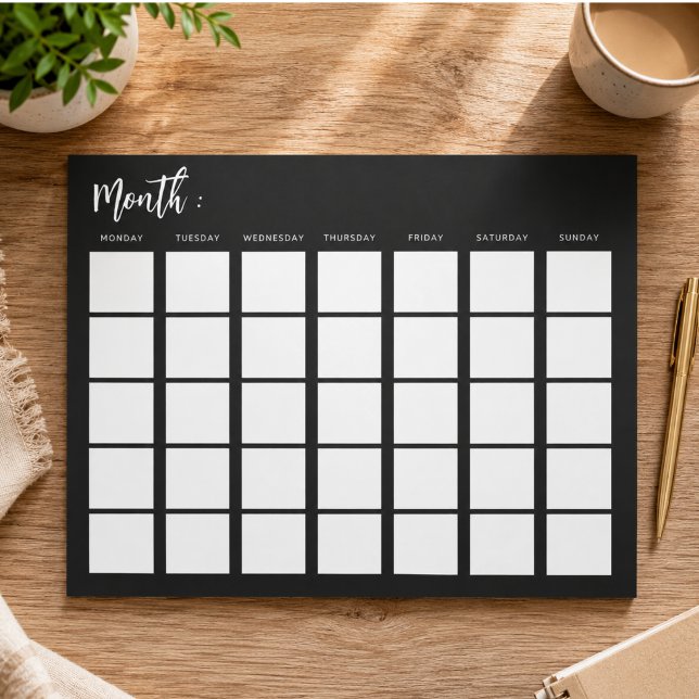Blank monthly calendar  notepad (Blank monthly calendar notepad)