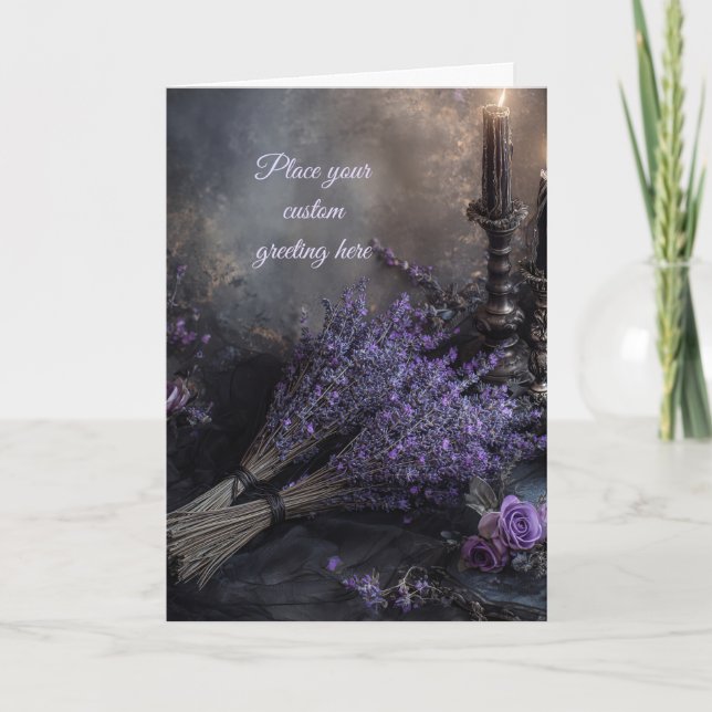 Blank Moody, Elegant Lavender Floral Editable Card (Front)