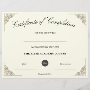 Blank Name   Certificate of Completion Custom Logo