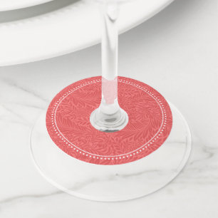 Blank Name Vintage Red Larkspur Flower Wine Glass Tag