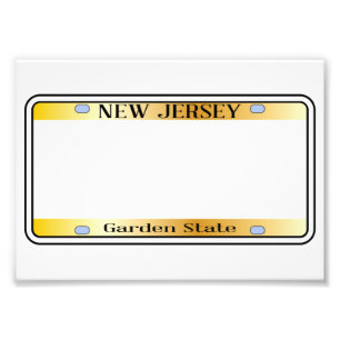 Blank New Jersey State License Plate Photo Print