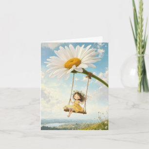 Blank Note Card Daisy Swing