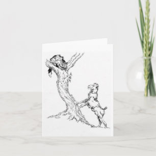 Blank Note Card Design Being Playful Cat& Dog Sarr