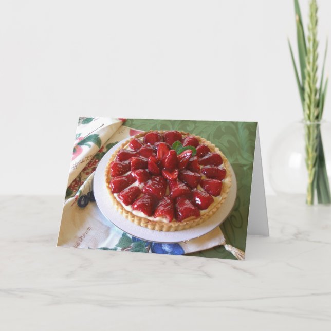 Blank Note Card -Easy-Breezy Strawberry Cream Tart (Front)