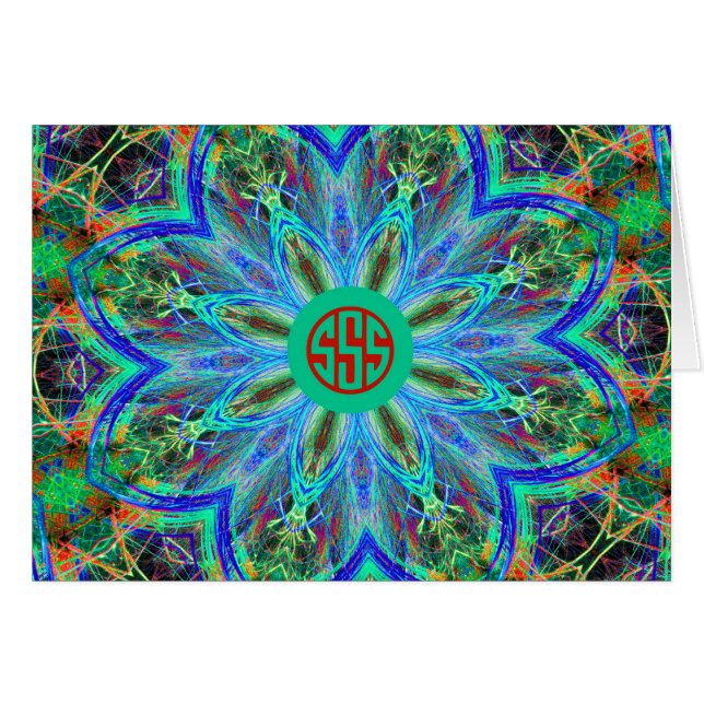 Blank Note Card Monogram S or Your Choice (Front Horizontal)