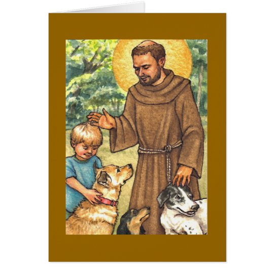 blank note card St Francis & dogs