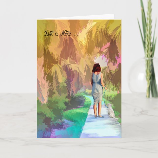 Blank Note Card, Walking the Dog Card (Front)