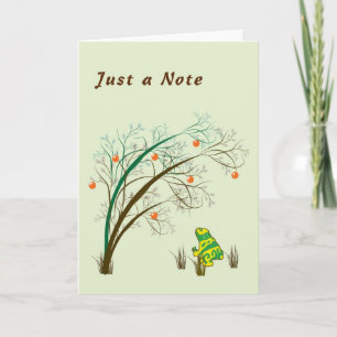 Blank Note Card with Frog and Orange Tree