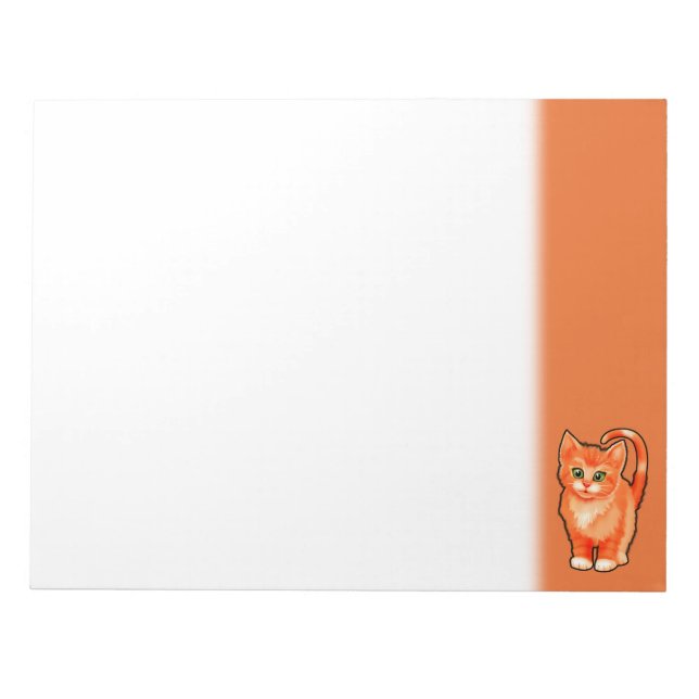 Blank notepad with ginger kitten design. (Front)