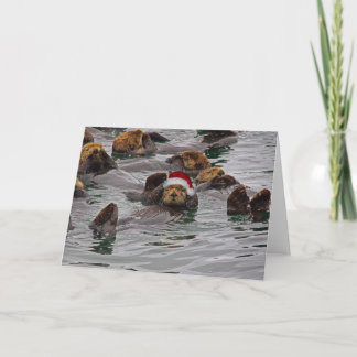 Blank Otter Santa card