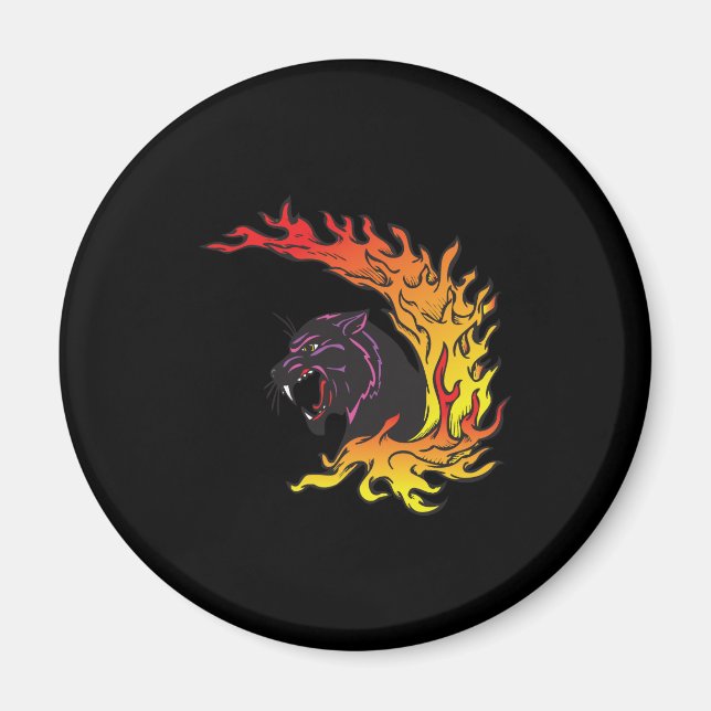 blank panther and flames magnet (Front)
