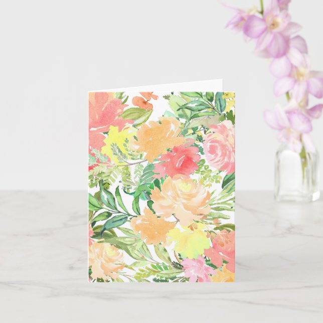 Blank Pastel Summer Flowers Notecard – Soft Floral (Orchid)