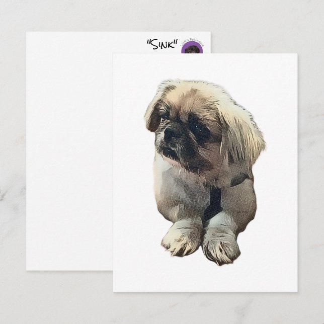 Blank Pekingese Card featuring "Sink" (Front/Back)