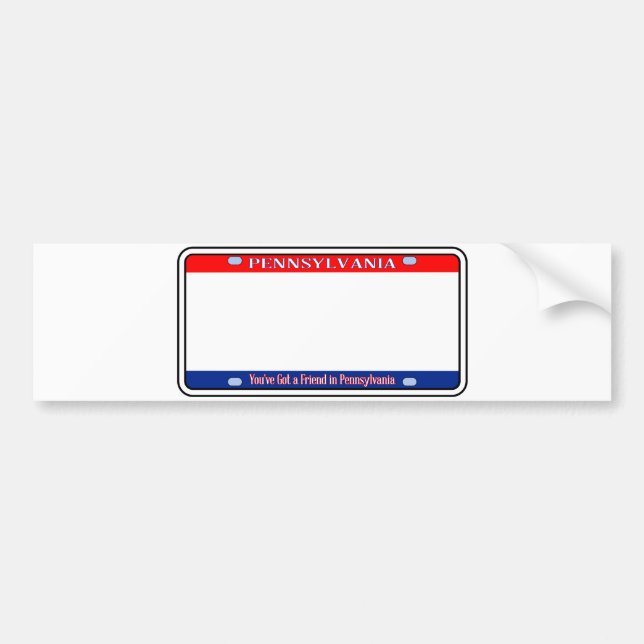 Blank Pennsylvania License Plate Bumper Sticker (Front)