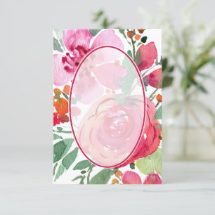 Blank Pink and red floral background wedding Invitation