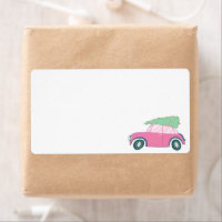 Blank Pink Car Christmas Tree Watercolor Christmas