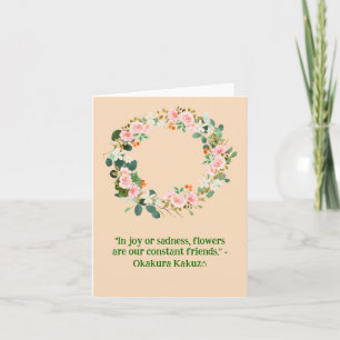 Blank Pink Floral Garden Blooms Wreath Card